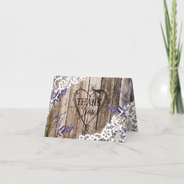 Rustic Wood Lavender Snöre tackkort