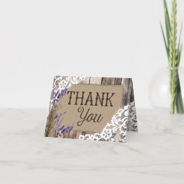 Rustic Wood Lavender Snöre tackkort