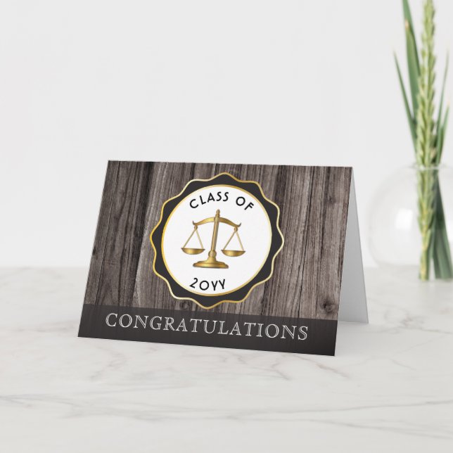 Rustic Wood Law Lawyer Studenten Grattis Kort (Framsida)