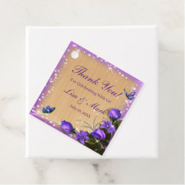 Rustic Wood Lila Blommigt Butterfly Bröllop Gåvor Etiketter
