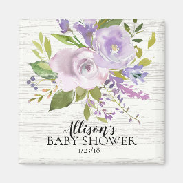 Rustic Wood Lila Lavender Shower Favor Magnet