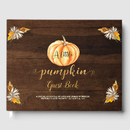 Rustic Wood Little Pumpkin Orange Baby Shower Gästböcker