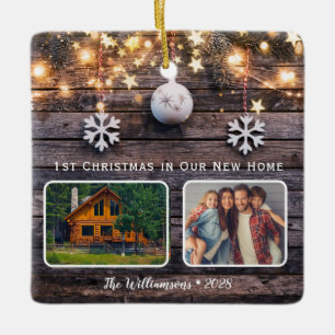 Rustic Wood Ljus 2 Photo New Home Julgransprydnad Keramik