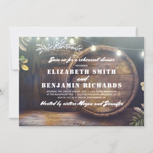 Rustic Wood Ljus Baby's Band Rehearsal Dinner Inbjudningar (Framsida)