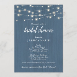 Rustic Wood Ljus Dusty Blue Möhippa Inbjudningar