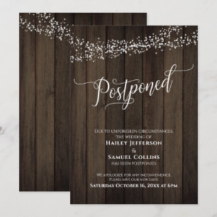 Rustic Wood, Ljus Elegant uppskjutet Bröllop Card Inbjudningar