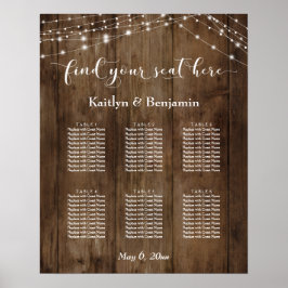 Rustic Wood Ljus Reception 6 Bord Sittdiagram Poster