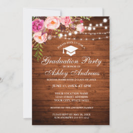 Rustic Wood Ljus Rosa Studentfest Inbjudan