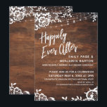 Rustic Wood Ljus & Snöre, lyckligtvis allt efter h Inbjudningar<br><div class="desc">Den här eleganten utformar presenter en del populära designtrender för bröllop tillsammans på ett nytt sätt. Grunden är en rik brun träbakgrund, ett par ljusreflexer och övre och grund snöre gräns. Med hjälp av ett modernt handskriftsteckensnitt skapat jag en enkel typografisk bild som lyder "Lyckligtvis alltid efter" Detta kort är...</div>