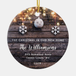 Rustic Wood Ljus Stars Houseuppvärmning Ny adress Julgransprydnad Keramik
