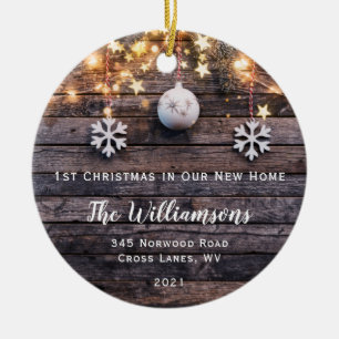 Rustic Wood Ljus Stars New Home Photo Ornament