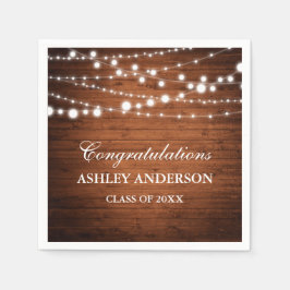 Rustic Wood Ljus Studentfest Pappersservett