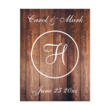 Rustic Wood look Bröllop Monogram