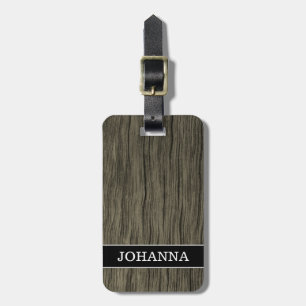 Rustic Wood look Mönster + Custom Name Loggage Tag Bagagebricka