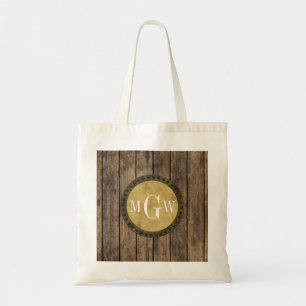 Rustic Wood look Planks #1 Steampunk 3 Monogram Tygkasse