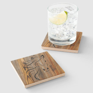 Rustic Wood look - Vild Horse Head Stenunderlägg