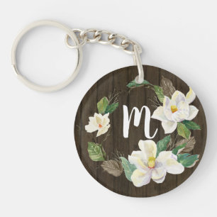 Rustic Wood Magnolia Farmhouse Blommigt Watercolor