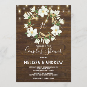 Rustic Wood Magnolia Ljus Peles Shower Inbjudningar