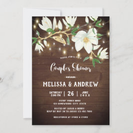 Rustic Wood Magnolia Southern Couples Shower Inbjudningar
