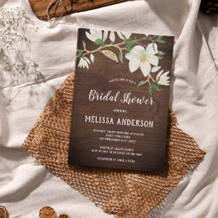 Rustic Wood Magnolia Southern Möhippa Inbjudningar