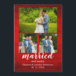 Rustic Wood Married and Merry Photo Collage Magnet<br><div class="desc">Rustic land-träkort för helgdag. Gift och merry fotokollage. Mallfoton via Pixabay med licens enligt CC0 och måste ersättas med egna foton</div>