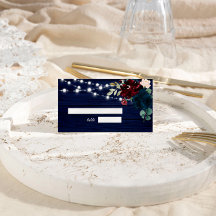 Rustic Wood Marsala & Navy Blåa blommor