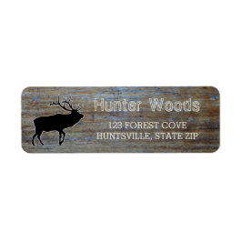 Rustic Wood | Masculine Wildlife Elk Silhouette Returadress Etikett