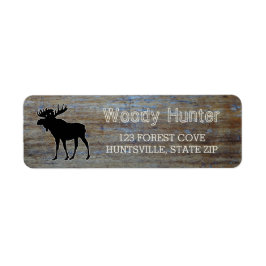 Rustic Wood | Masculine Wildlife Moose Silhouette Returadress Etikett