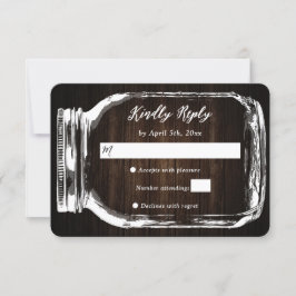 Rustic Wood Mason Burk Bröllop OSA Card Kort