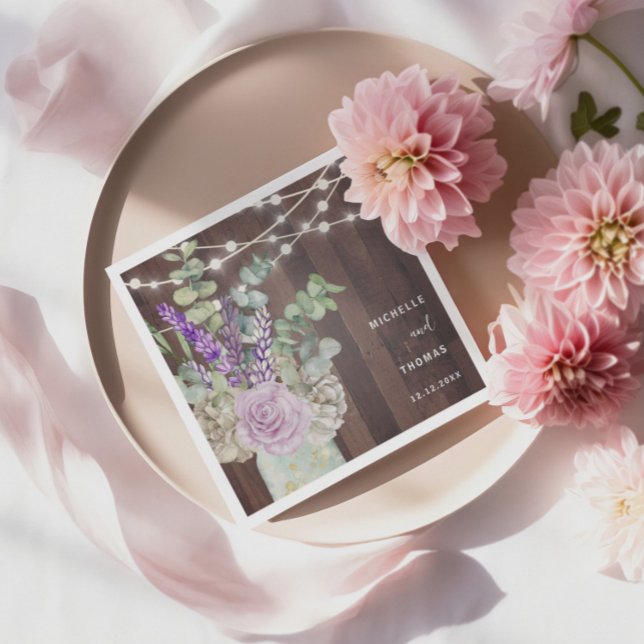 Rustic Wood Mason Burk Bröllop Pappersservett (Skapare uppladdad)