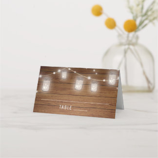Rustic Wood Mason Burk Bröllop-platskort Placeringskort