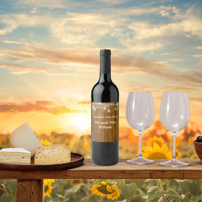 Rustic Wood Mason Burk Hanging Ljus Bröllop Vinflaska Etikett (Skapare uppladdad)