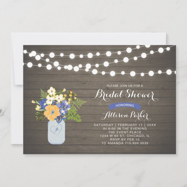 Rustic Wood & Mason Burk Inbjudningskort för möhip (Framsida)