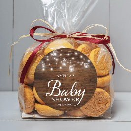 Rustic Wood Mason Burk Ljus Baby Shower Runt Klistermärke