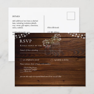 Rustic Wood Mason Burk Ljus Gypsophila OSA Vykort
