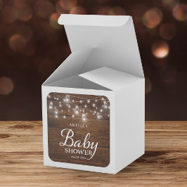 Rustic Wood Mason Burk och Ljus Baby Shower Fyrkantigt Klistermärke