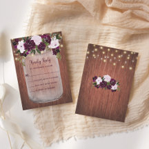 Rustic Wood Mason Burk Plum Blommigt Bröllop
