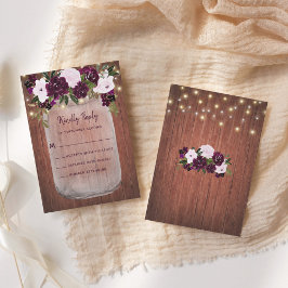 Rustic Wood Mason Burk Plum Blommigt Bröllop OSA Kort