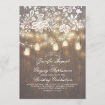 Rustic Wood Mason Burk String Ljus Fall Wedding
