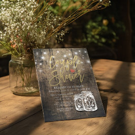 Rustic Wood Mason Burk String Ljus par Shower Inbjudningar