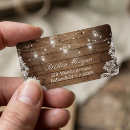 Rustic Wood Mason Burk String Ljus Snöre Adressetikett