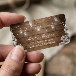 Rustic Wood Mason Burk String Ljus Snöre Adressetikett