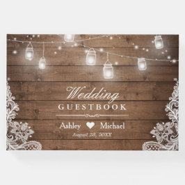 Rustic Wood Mason Burk String Ljus Snöre Bröllop Gästböcker