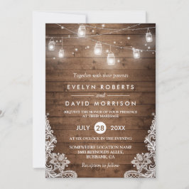 Rustic Wood Mason Burk String Ljus Snöre Bröllop Inbjudningar