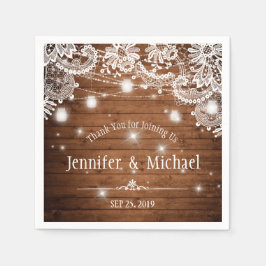 Rustic Wood Mason Burk String Ljus Snöre Bröllop Pappersservett