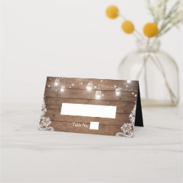 Rustic Wood Mason Burk String Ljus Snöre Bröllop Placeringskort