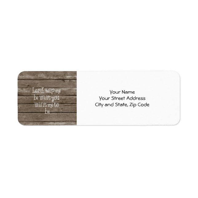Rustic Wood med kristen citat Returadress Etikett (Framsidan)
