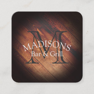 Rustic Wood med Monogram Fyrkantigt Visitkort