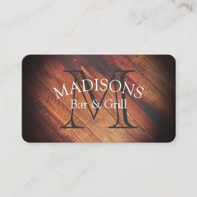 Rustic Wood med Monogram Visitkort (Framsida)