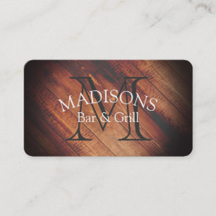Rustic Wood med Monogram Visitkort